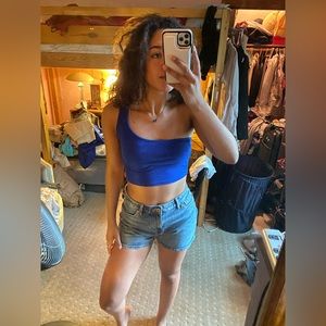 Shein blue one shoulder tank